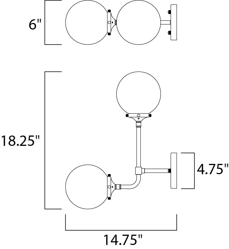 Atom-2-Light-Wall-Sconce E12 24722WTBKPN - Image 2