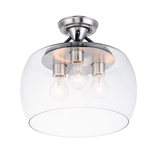 Goblet 3-Light Semi Flush Mount 26130CLBKSN