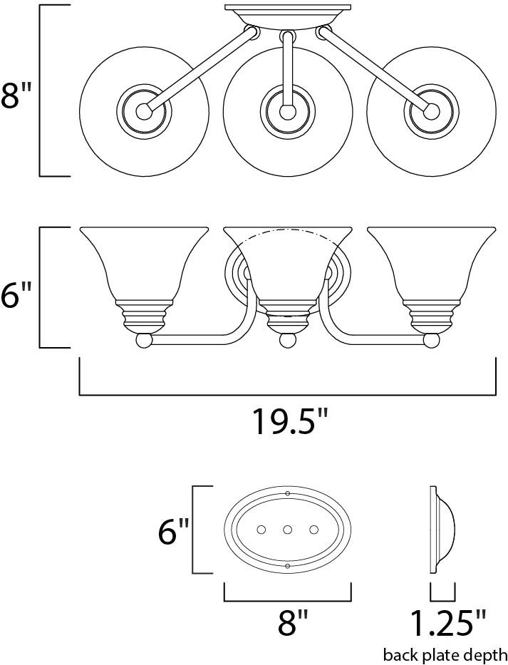 Malaga 3-Light Bath Vanity 2688MRSN - Image 2