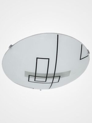 PLAFON CUERPO EN LAMINA DE ACERO VIDRIO DECORADO 30 CM
