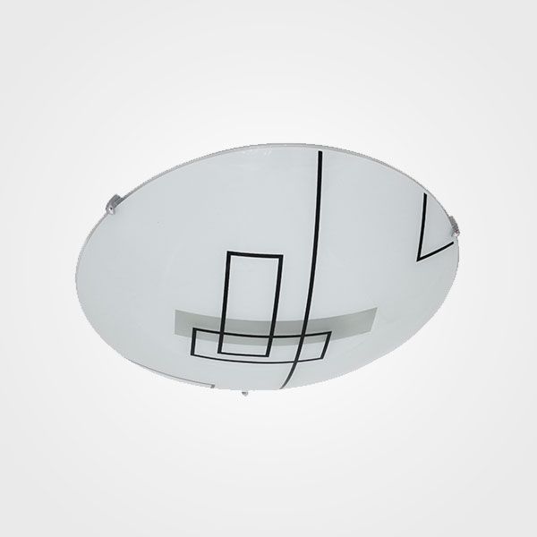 PLAFON CUERPO EN LAMINA DE ACERO VIDRIO DECORADO 30 CM