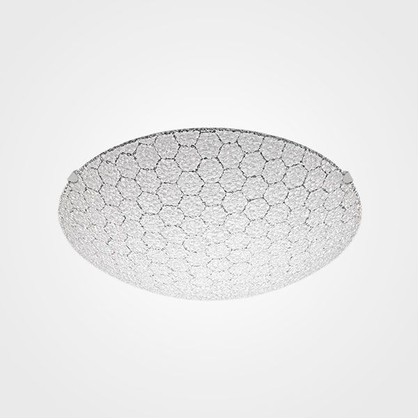 PLAFON CUERPO EN LAMINA DE ACERO VIDRIO MATE DECORADO