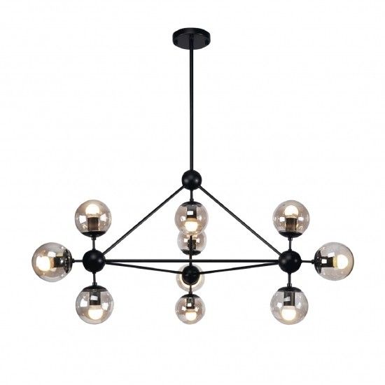 Miró Pendant E26 acabado cristal y metal negro mate 10 Luces Q16081-BK
