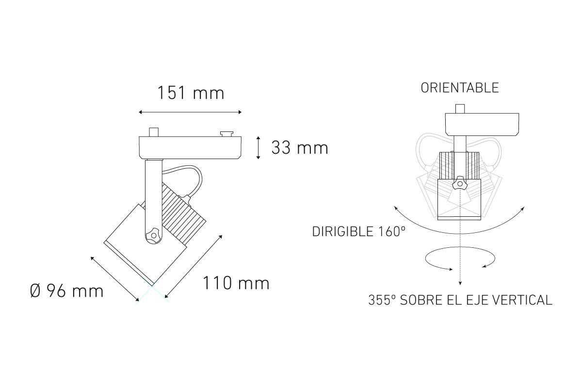 Luminaria a Riel C20-R LED 20W Negro 45º MAGG - Image 2