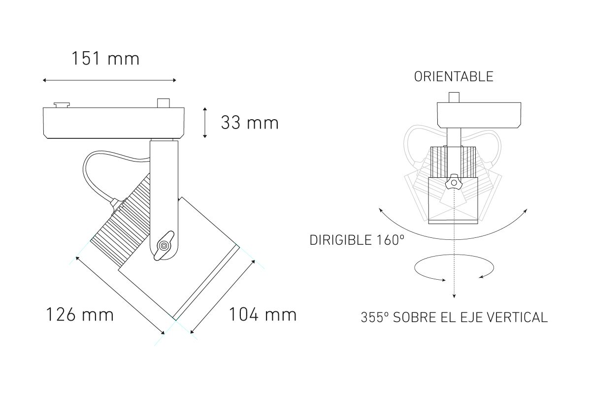Luminaria a Riel C30-R LED 29W Negro 45º MAGG - Image 2