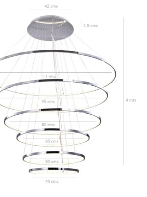 Colgante Aros Cromado 3 tonos Led 240w