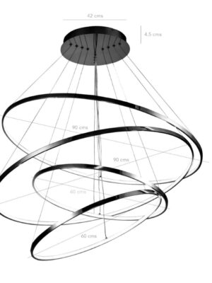 860076E7DCBK Colgante Aros Negro 3 tonos Led 180W 860076E/7/DC/BK