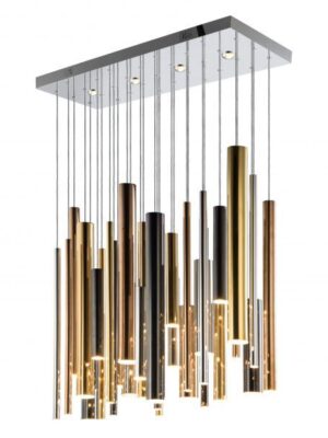Q30435-CRB COLGANTE MINHA Q30435-CRB 35 LUCES ORO, CROMO, ORO ROSA, NEGRO CROMO
