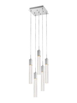 COLGANTE SOHO Q33025-CH 5 LUCES CROMO LINGOTES CRISTAL BURBUJA