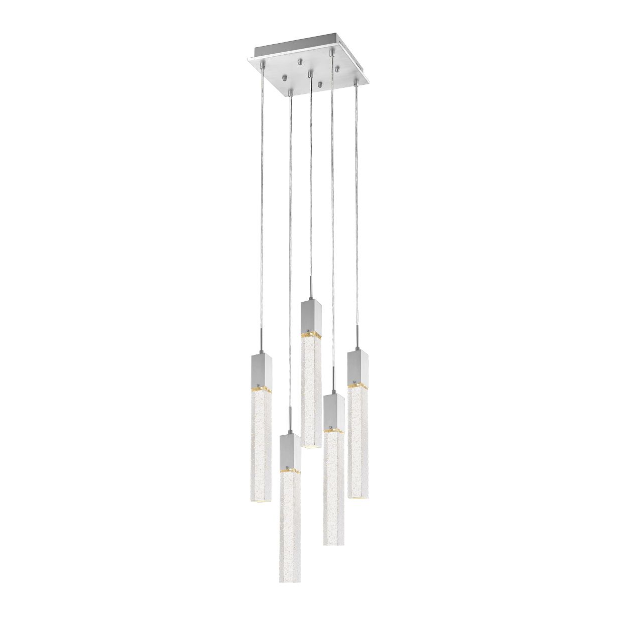 COLGANTE SOHO Q33025-CH 5 LUCES CROMO LINGOTES CRISTAL BURBUJA